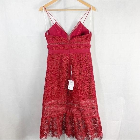 Self Portrait Red Floral Blush Midi Dress Size US 8 - Picture 3 of 16